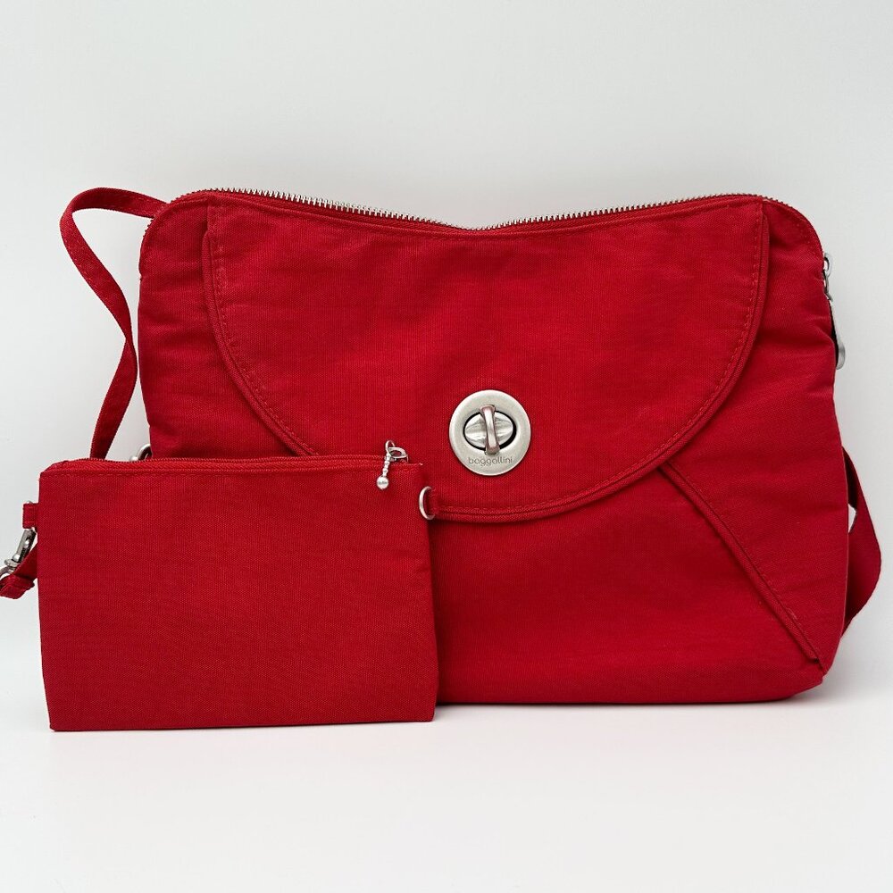 Baggallini Rio Crossbody Purse Red Lightweight Water-Resistant Nylon Travel Bag